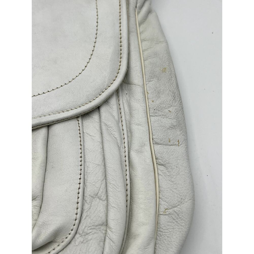 Vintage White Faux Leather Adjustable Snap Strap Messenger Bag Made In Lebanon - Picture 3 of 9